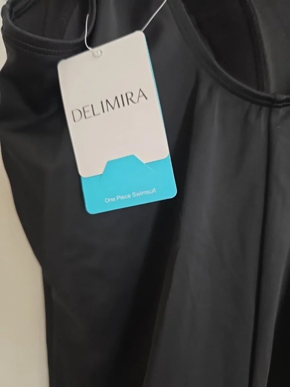 NEW Delimira Black Padded One-Piece Lined Bathing Suit Swimsuit Women's Plus 16W - Picture 5 of 8
